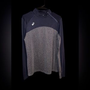 ASICS navy and gray Women's Team Classic 1/2 Zip Shirt, size medium